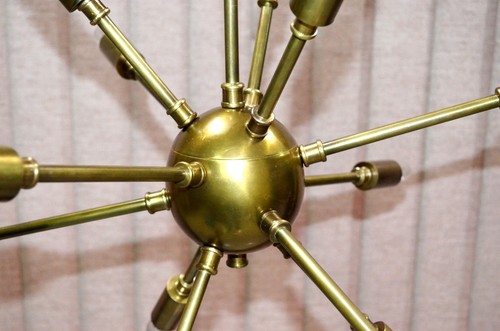 Classic Mid Century Modern polished Brass Sputnik atomic chandelier Home Decor - Picture 7 of 7