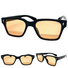 Classy Elegant Vintage 50s Retro Style SUNGLASSES Square Black Frame Orange Lens