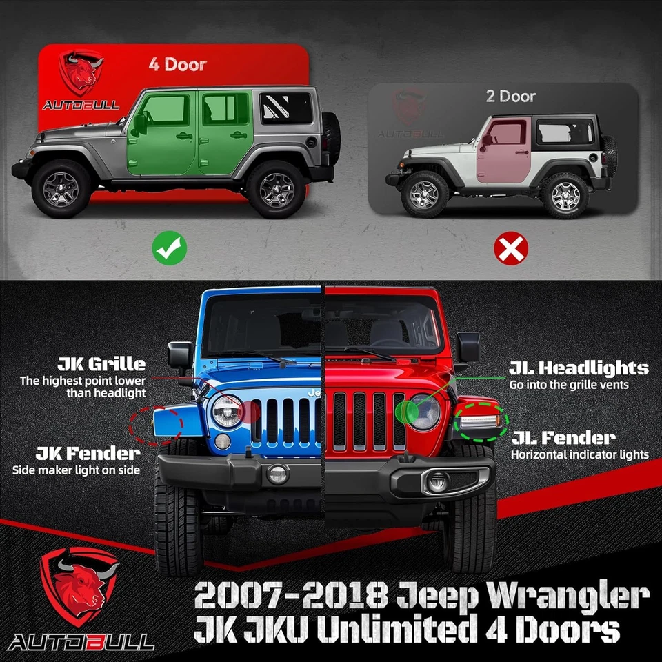 6" Drop Running Boards for 2007-2018 Jeep Wrangler JK 4 Door Side Step Nerf Bars - Image 2 of 4