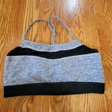 Capezio Dance Bra Top Womens Small Heather Gray/Black/Braided Back