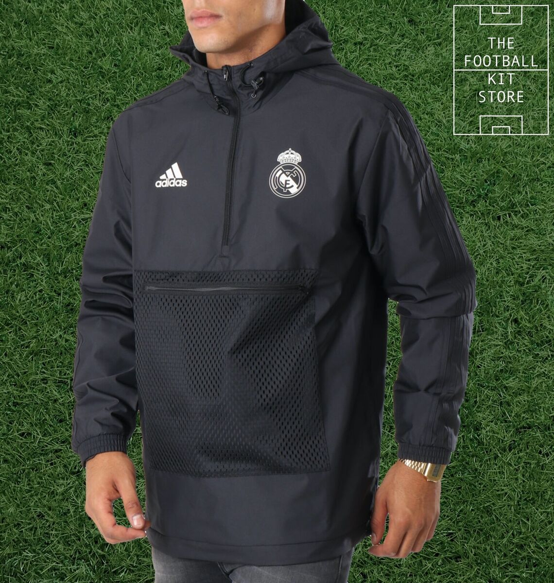 adidas Real Madrid SSP Wind Jacket Black - Adult / Mens adidas Real Madrid SSP Wind Jacket Black - Adult / Mens