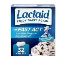 Lactaid Fast Act Lactose Intolerance Caplets with Lactase Enzyme 32 ct