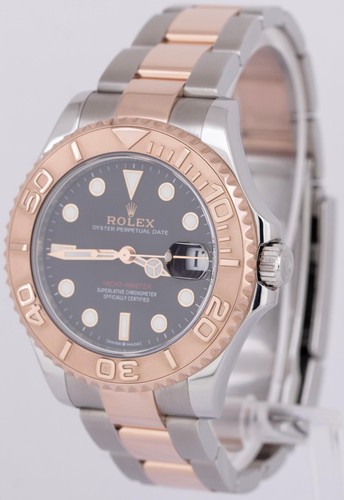 2024 NEW PAPERS Rolex Yacht-Master 37mm Steel Rose Gold BLACK Watch 268621 BOX - Picture 4 of 9