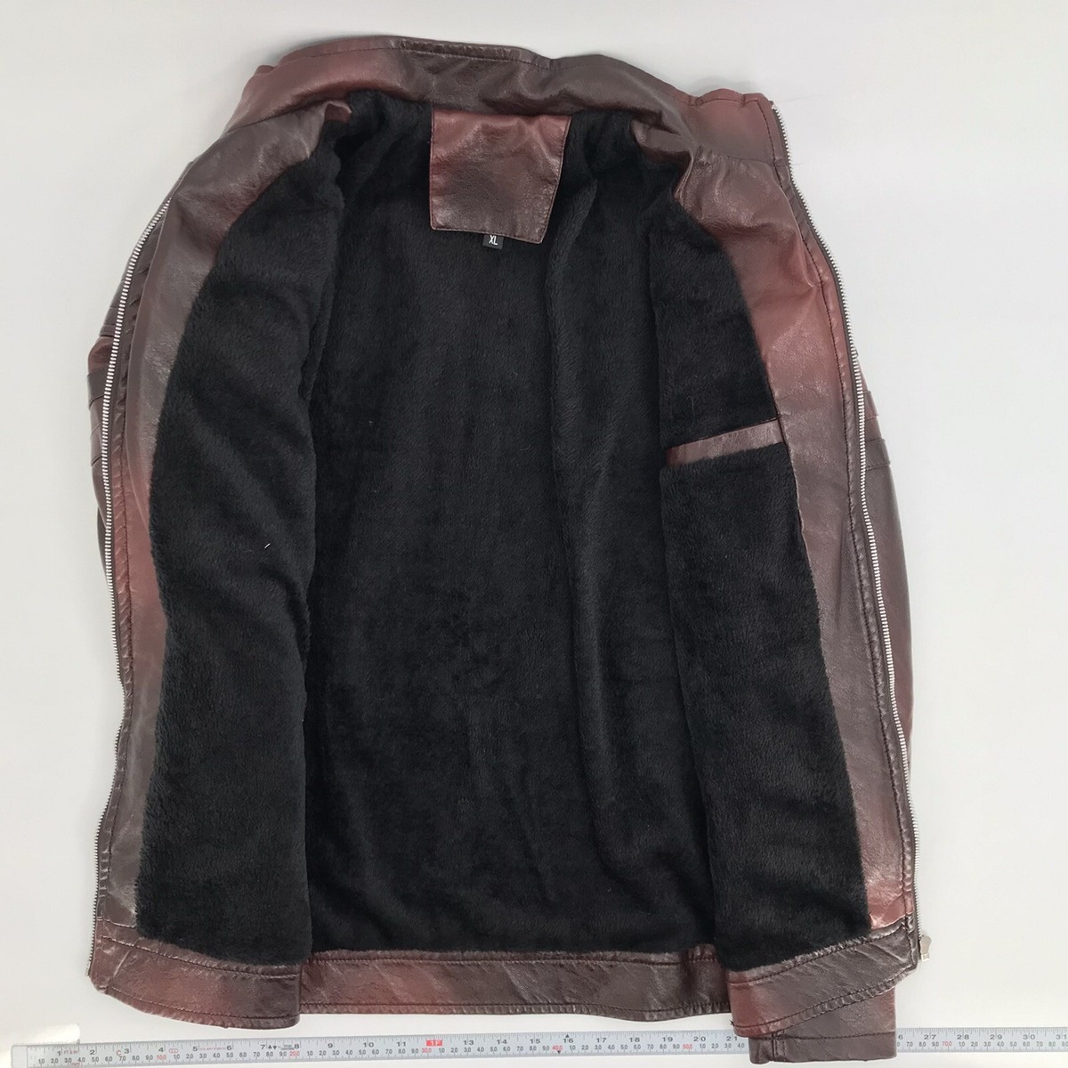 Bo Katie Seth Faux Leather Full Zip Pocket Brown Snap Bomber