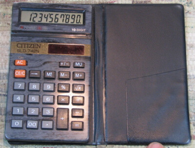Pocket 2 Power Solar Calculator CITIZEN SLD-742N 10 Digit Flip Top
