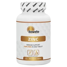 Zinc Tablets – 150% RDI per Tablet, Immune Support & Antioxidant – Sowelo
