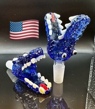 3.5" Blue Crocodile Glass Slide Bowl 14mm Water Pipe Hookah Head Piece Thick