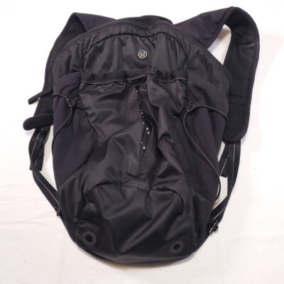 Lululemon Backpack Black Stripe Daypack Padded Pockets Travel