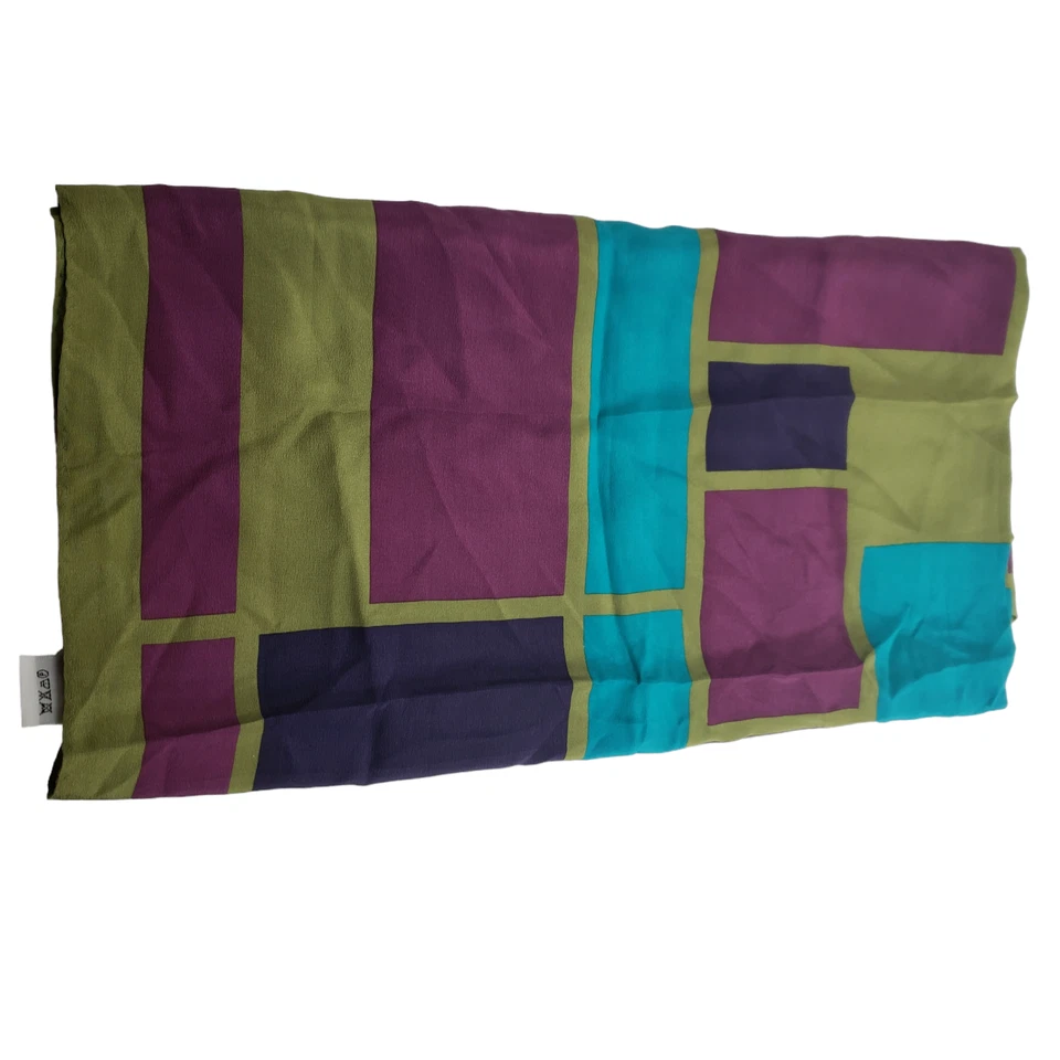Codello Mujer Bufanda Seda Multicolor Diseño Geométrico 34/34" Envoltura Cuadrada Foto 3 de 4