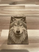 Laser Engraved Wolf Picture On Wood Art