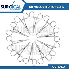 60 Pcs Fly Fishing Locking Mosquito Hemostat Forceps 5" Curved German Grade