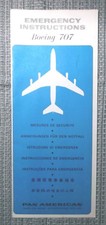 Vintage 1960s 1970s Pan AM Airlines Boeing 707 Emergency Instructions 2/70 NICE!