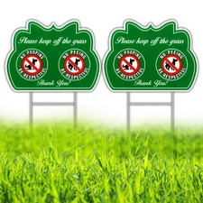 HISVISION No Peeing/Pooping Be Respectful Dog Sign 2 12x9inches, Green-2Pack