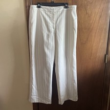 CATO Womens Lined Cream/Off-White (Light Brown Stripes) Pants/Trousers - Size 16