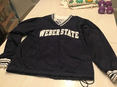 Vintage Champion Brand Weber State Embroidered Letters Pullover Windbreaker Sz S