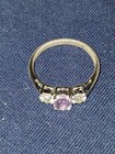 Beautiful silver ring with purple and faux diamond  size 7 — photo 1