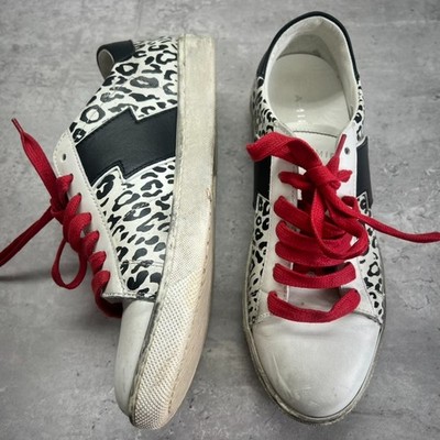 Amiri Outdoor Viper Leather Snow Leopard Lace Up White Sneaker Shoes Womens 38