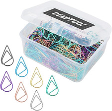 250 Pieces Multicolor Paper Clips Cute Drop-Shaped Stainless Steel Teardrop P...