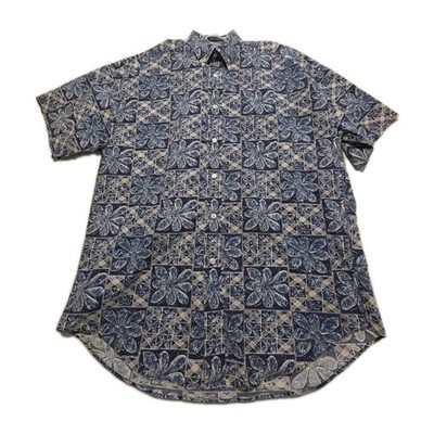 Official Tommy Hilfiger Blue White Floral Patterned Button Up Shirt Size Small