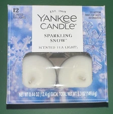 Yankee Candle Scented Tea Lights Sparkling Snow 12 Pack .8 oz NEW 2025