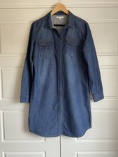 Springfield EUR 40 Uk Size 12 Long Sleeve Denim Cotton Blend Button Down Dress