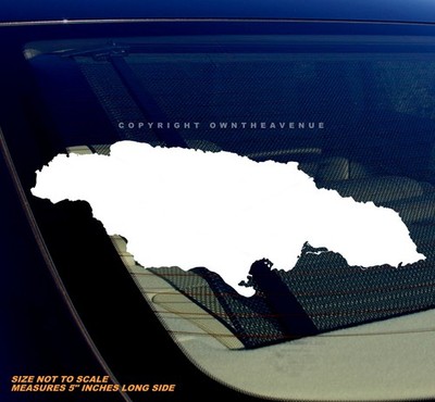 Jamaica Map Outline Vinyl Sticker Decal White 5''