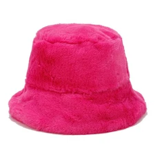 Winter Faux Fur Fuzzy Bucket Hat Fluffy Warm Hat Plush Fisherman Hat for Women