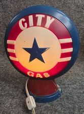 City Gas Globe Style Lamp 10 Inch Indoor LED Light Blue Red Base Retro Decor