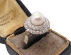 Antique Art Deco Palladium Pearl & Diamond Ring 1.00ct Single Cut Diamonds 1930s — photo 8
