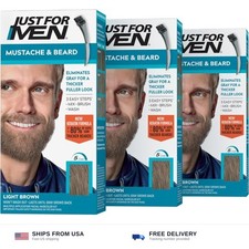 Just For Men Mustache Beard, Beard Dye for Men with Brush Included, With Ke...