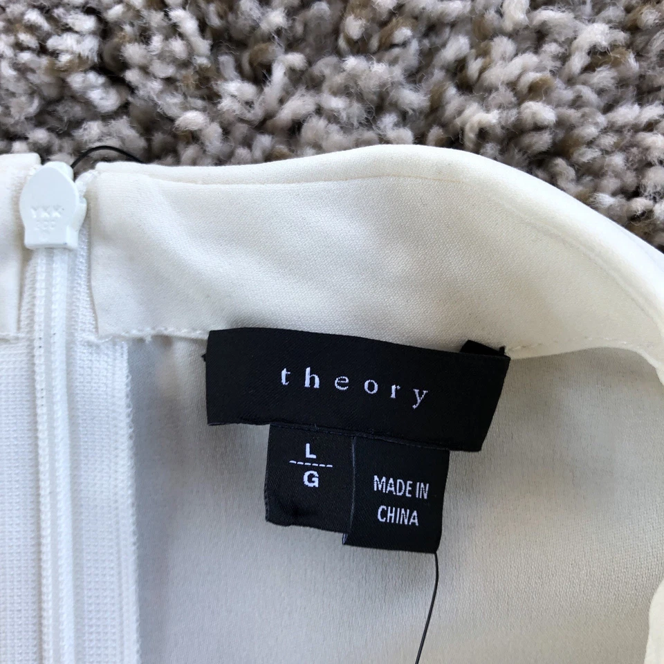 Blusa Top Theory Forta Georgette Crepe-de-chine Transparente Mujer L Blanco Nuevo con Etiquetas Foto 4 de 4