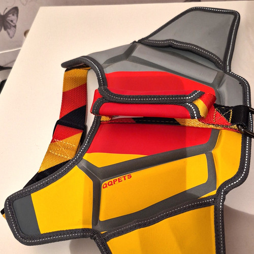 QQPETS Reflective Adjustable Dog life jacket/Harness Size L Grey Red Yellow
