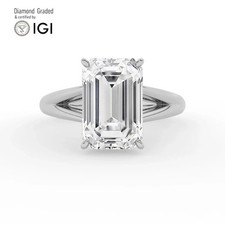 Emerald Diamond Engagement Ring Platinum Labgrown 5.15 Ct Solitaire