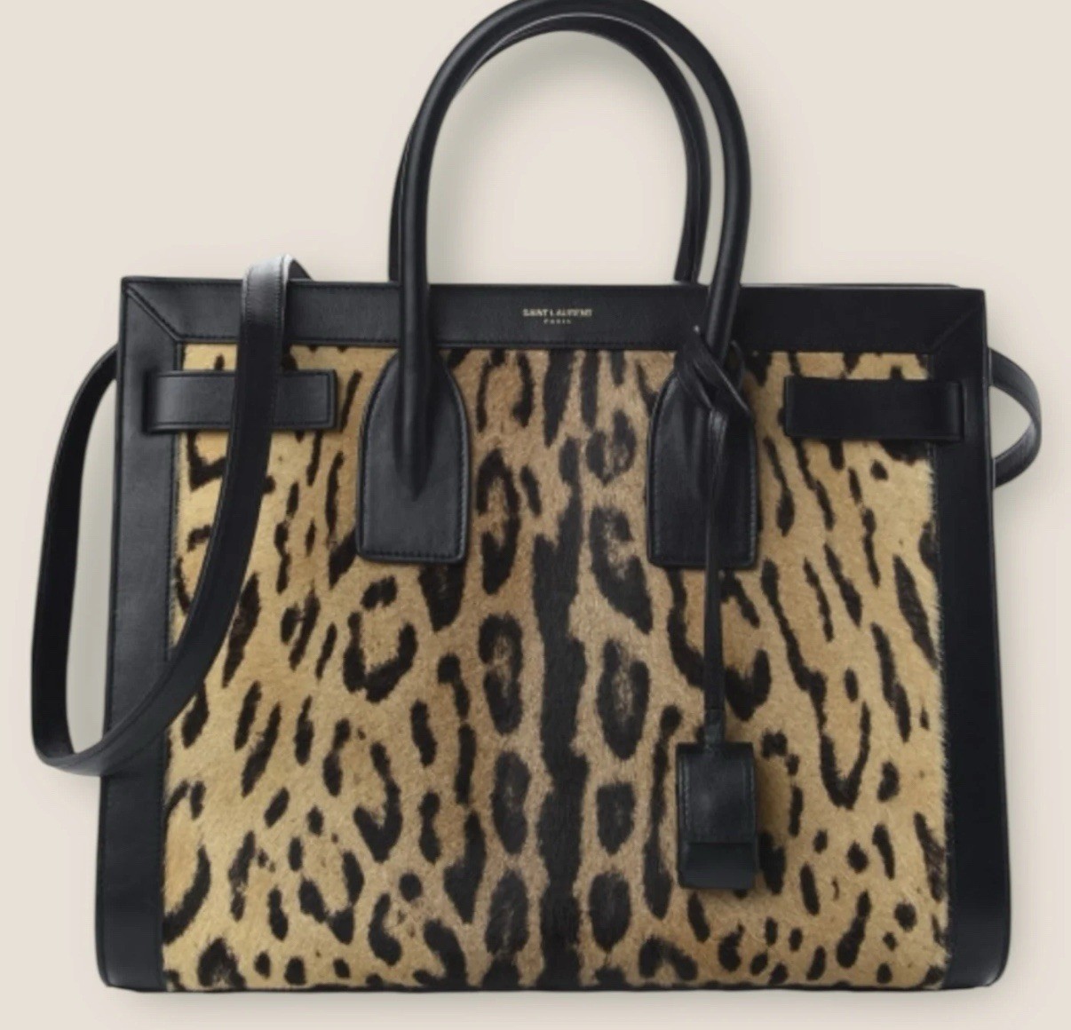 ? SAINT LAURENT SAC DE JOUR – PELO DI VITELLO LEOPARDO E PELLE NERA (GRANDE)