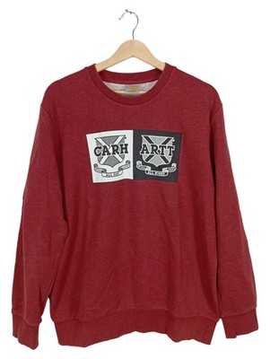 Carhartt Sweatshirt Herren Gr. L Rot Logo Print Work Hard Pullover