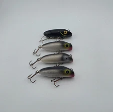 (4) Vintage Luhr-Jensen Bass Oreno & Unknown Top Water Fishing Lures Lot of 3