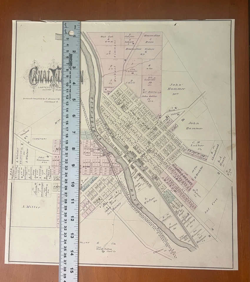 Ohio Stark County Canal Fulton map c1880s w/ Louisville Osnaburg Freeburg verso - Image 3 of 4