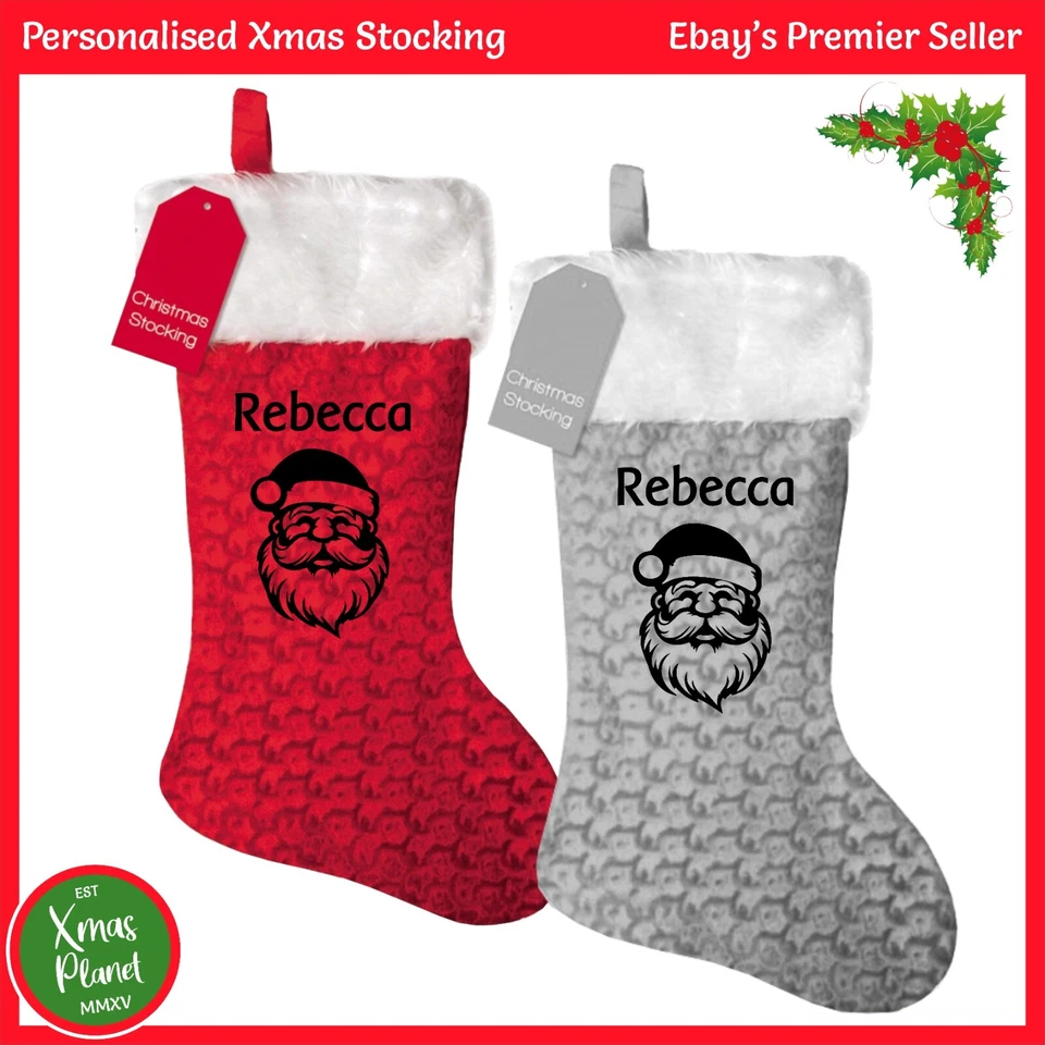 FOREVER CHRISTMAS Personalised Christmas Stocking, XMAS SANTA, Add your Name - From Only 6.00