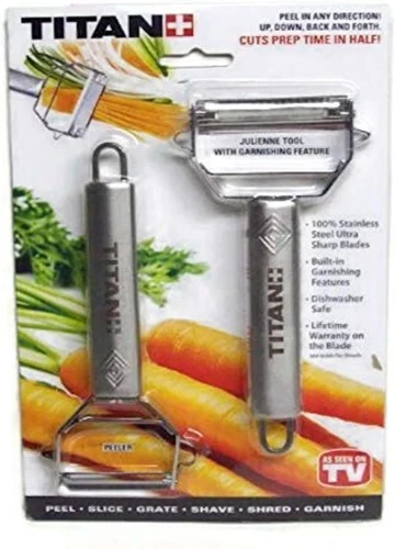 Stainless Steel Blade Vegetable Peeler Julienne Tool with Garnishing Feature ...