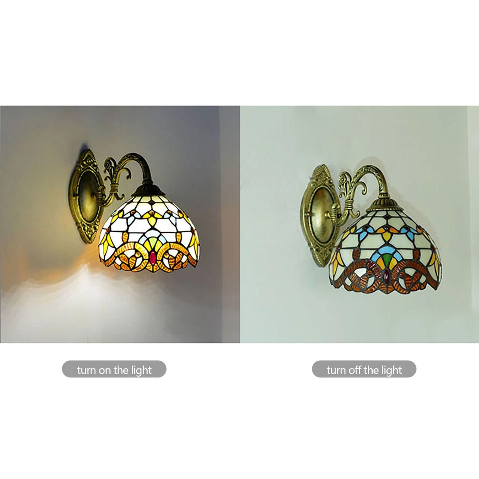 Retro Wall Light Country Style Tiffany Wall Lamp Bedroom Bedside Lamp - Image 2 of 4