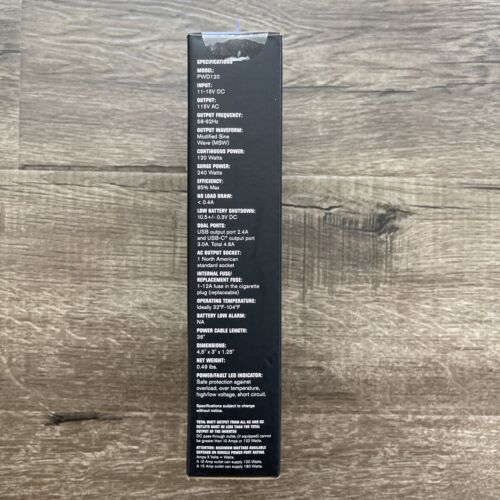 PowerDrive 120 Watt Slim Plug-In Inverter with 1 AC, 2 USB A/C Ports PD120 - NEW - Picture 3 of 4