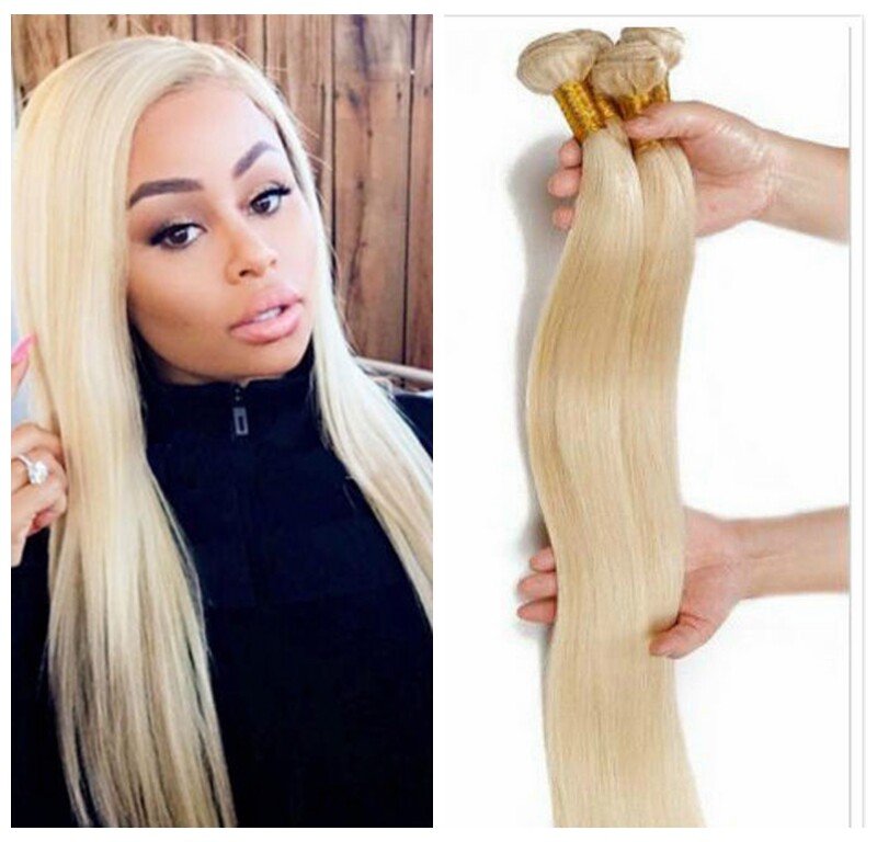 Virgin Puruvian Hair #1b /613 20-22 inches Blonde 1B/613 Hair Straight Hair 3 Bundles With 13×4 Lace  main image 4