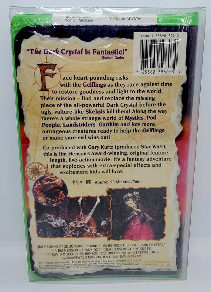Brand New! The Dark Crystal Jim Henson Green Clam Shell VHS Tape 1994 SEALED! 🍿 - Image 3 of 4