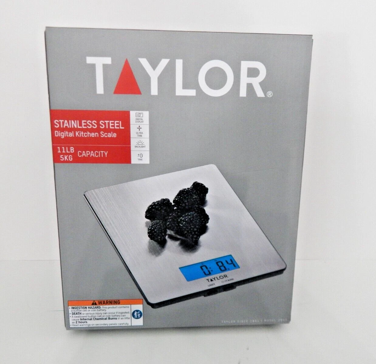 Taylor Slimline Digital Kitchen Scale, 11 pound capacity, Model 3844 NIB