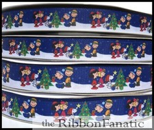 3yds 5/8" or 7/8" Cartoon Beagle Christmas Tree Grosgrain Ribbon