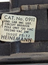 Lot of 5 Heinemann 0911 Circuit Breakers, 20A, 120/240VAC, 1 P