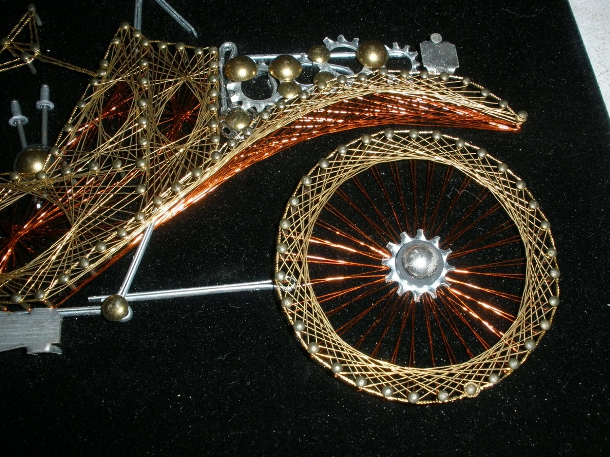 Vintage Wire Metal Art Picture OLD FASHION CAR 15.5 Vintage Wire Metal Art Picture OLD FASHION CAR 15.5