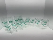 Vintage Table Setting 4 Sasaki Harmony Aqua Wine Water Juice Cordial Champagne +