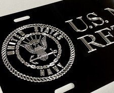 Us Navy Retired Car Tag Engraved Diamond Etched Gloss Black Metal License Plate