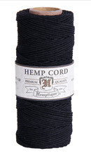 BLACK Hemp Cord 20 1mm from Hemptique 100 Natural String Jewelry Crafts